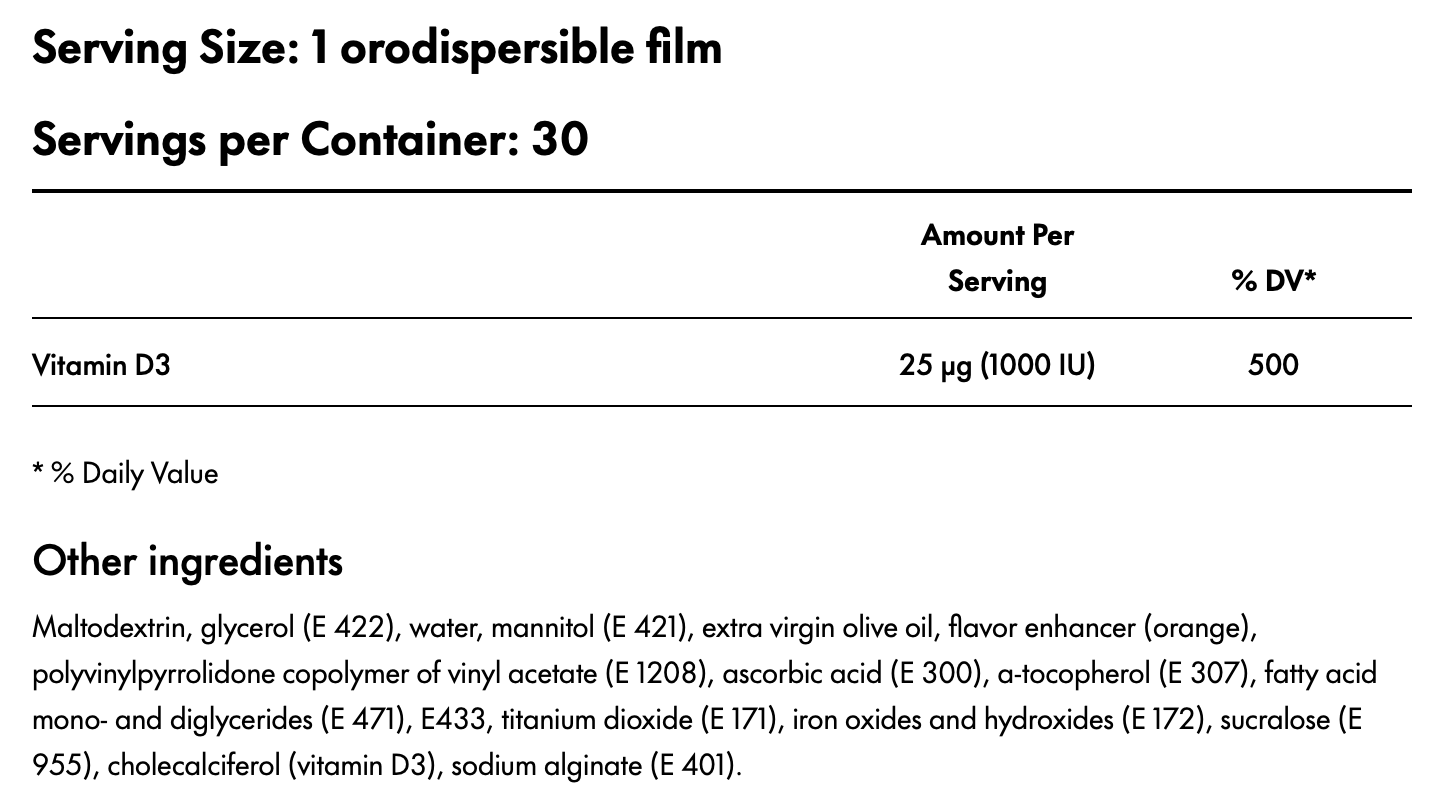 🦴 D3-ODFILM 1000 IU Dietary Supplement with Vitamin D 30 orodispersible films