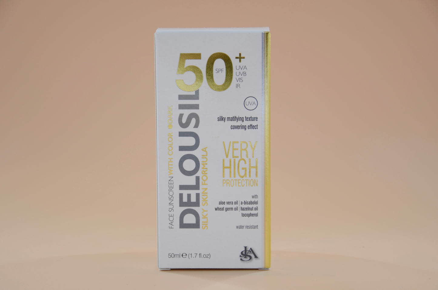 🧴Sunscreen by Delousil, SPF 50+🧴,Silky, Covering effect- Dark