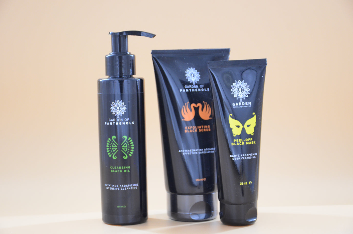 ⚫⚫⚫Garden of Panthenols ⚫⚫⚫Black Treatment Set Cleansing Oil  & Peel-Off Mask & Exfoliating Scrub